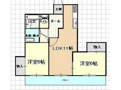 コーポラス・ウエキ(2LDK/4階)の間取り写真