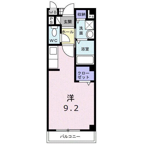 ソルセリエンテB(ワンルーム/1階)の間取り写真