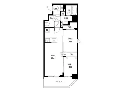 アーバンパーク日暮里II(2LDK/9階)の間取り写真