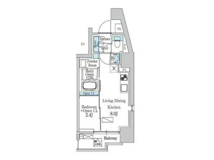 デュオフラッツ品川戸越(1LDK/11階)の間取り写真