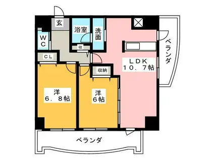 ル・シエル(2LDK/4階)の間取り写真