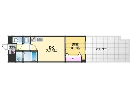 KSスクエア岸和田北町(1DK/3階)の間取り写真