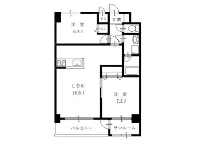 メゾンド一光(2LDK/10階)の間取り写真