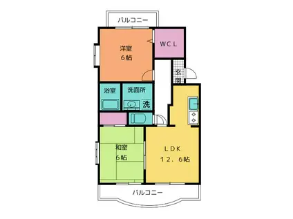 グレイス岩崎(2LDK/1階)の間取り写真