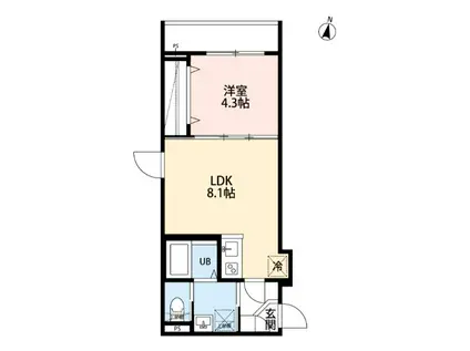 YUI TERRACEII(1LDK/2階)の間取り写真