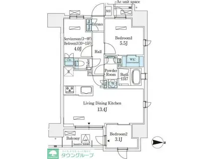 アヴァンカーサ町屋(3LDK/10階)の間取り写真