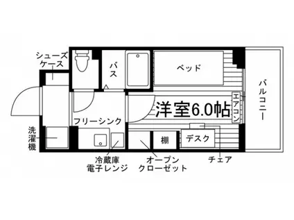 学生会館 CLASSY BASE 西国分寺(ワンルーム/1階)の間取り写真
