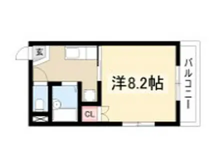 グローリアス城II(1K/2階)の間取り写真