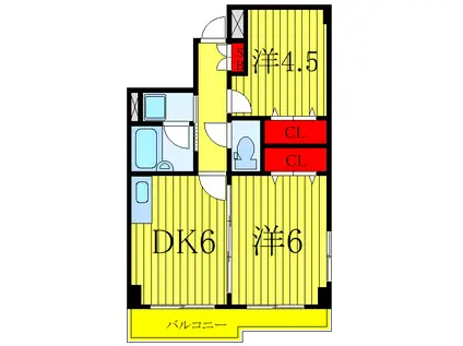 ＪＲ山手線 西日暮里駅 徒歩4分 4階建 築30年(2DK/3階)の間取り写真