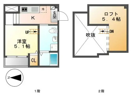 ラ・カンパネラ(1K/1階)の間取り写真