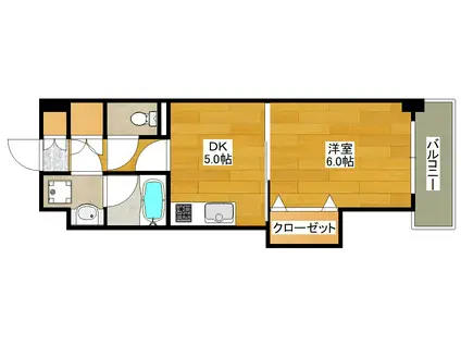 クリーデンス新大阪(1DK/3階)の間取り写真