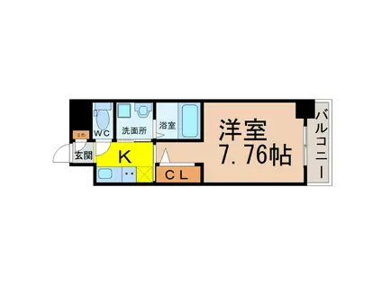 ARTIZA東別院(1K/9階)の間取り写真