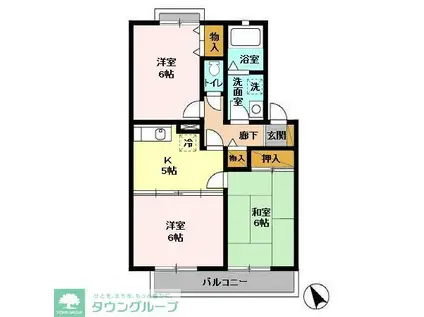 サニーコート田辺A(3K/1階)の間取り写真