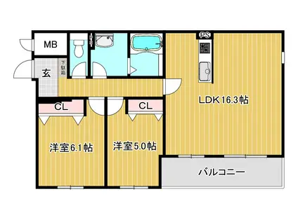 モレラス桑園(2LDK/2階)の間取り写真