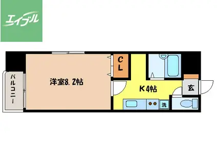 サンロイヤルI(1K/6階)の間取り写真