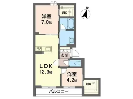 セレスティア(2LDK/3階)の間取り写真