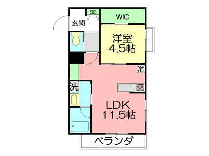 レフィアント鎌倉(1LDK/2階)の間取り写真