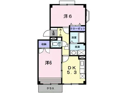 ハーモニーパーク(2DK/1階)の間取り写真