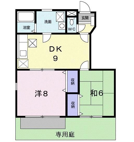 サンライズ(2DK/1階)の間取り写真