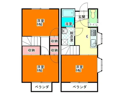 パディプレイス(3K/1階)の間取り写真