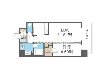 カーサレグラス福島野田(1LDK/4階)の間取り写真