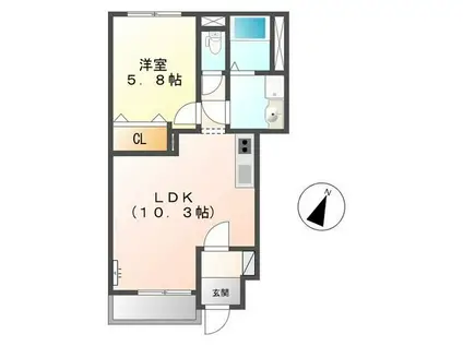 TIARA HOUSE(1LDK/1階)の間取り写真
