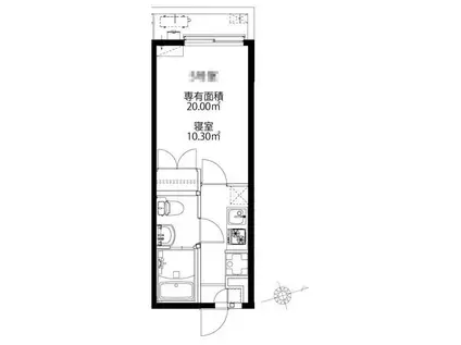 スカイヒルズ春日部(1K/1階)の間取り写真