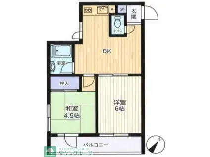 サンハイム喜多見(2DK/3階)の間取り写真