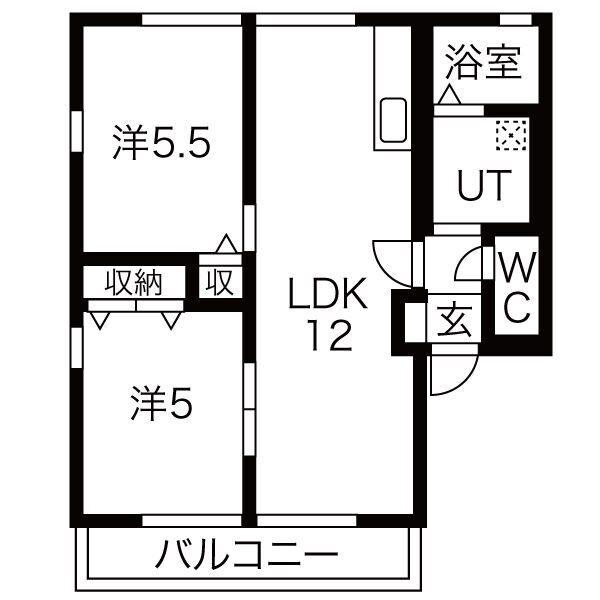 ハイツこぐれII(2LDK/2階)の間取り写真