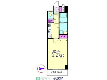 ガレリア東町(1K/3階)の間取り写真