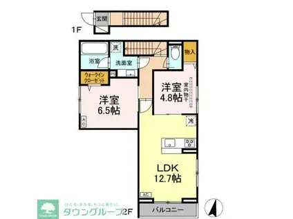 KOMFORTA(2LDK/2階)の間取り写真