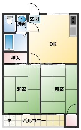 カトレヤマンション(2DK/3階)の間取り写真