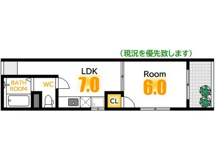 サンライズ河原町(1LDK/4階)の間取り写真