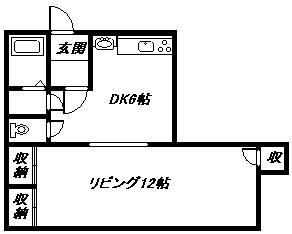 ETOコーポ(1DK/1階)の間取り写真