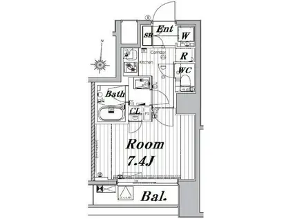 メイクスデザイン両国サウス(1K/5階)の間取り写真