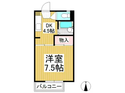 オリンピア川中島(1DK/2階)の間取り写真