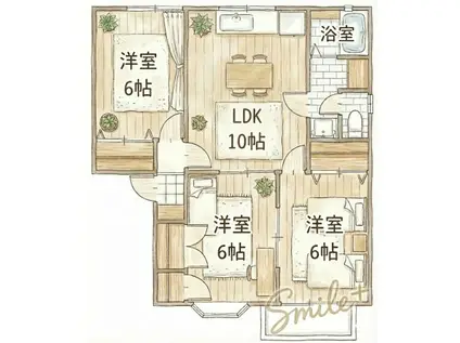 ヴァイオレットパレスII(3LDK/2階)の間取り写真