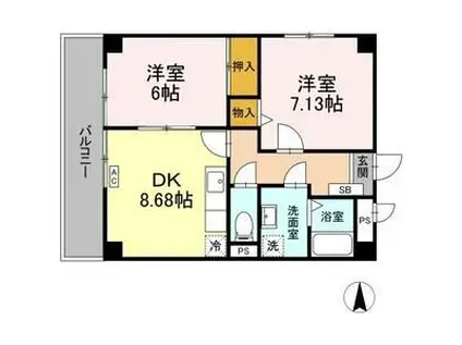 ロイメント名駅(2DK/2階)の間取り写真