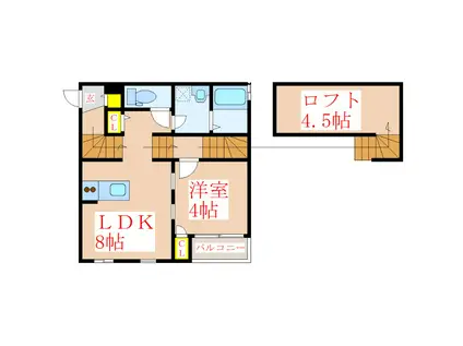 R隼人レグルス(1LDK/2階)の間取り写真