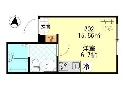 ザ・ハウス羽田(ワンルーム/2階)の間取り写真
