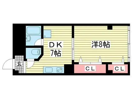 ヤマウラ77ビル(1DK/5階)の間取り写真