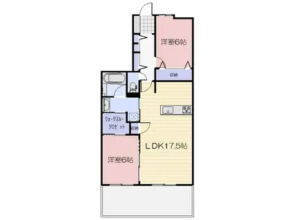 アルファスマート高柳(2LDK/1階)の間取り写真