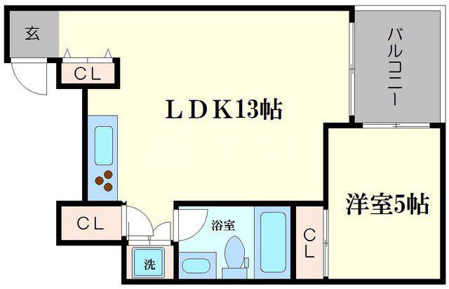 アーバンフラッツ湊町(1LDK/3階)の間取り写真