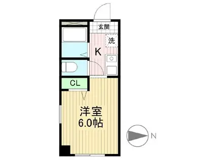 ハイツ平田(1K/4階)の間取り写真