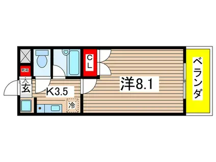 心はーとひるず(1K/3階)の間取り写真