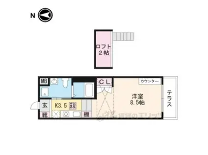 エアフォルク21(1K/2階)の間取り写真