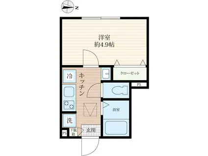 TRINITY 日進町(1K/2階)の間取り写真