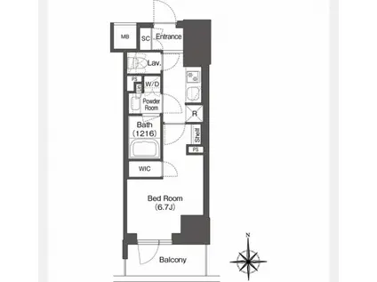 コンフォリア東新宿(1K/3階)の間取り写真