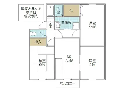 エミネンスT B(3DK/2階)の間取り写真