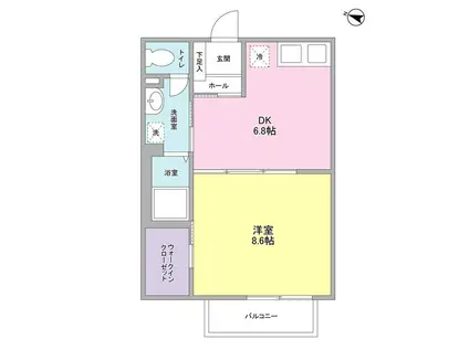 メゾン ド サンク(1DK/2階)の間取り写真